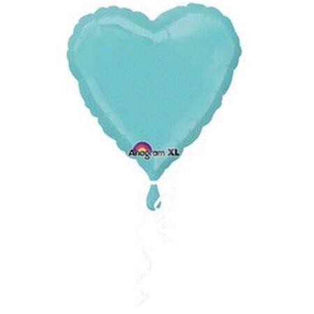 ANAGRAM 18 in. Robins Egg Blue Heart Balloon, 5PK 52325